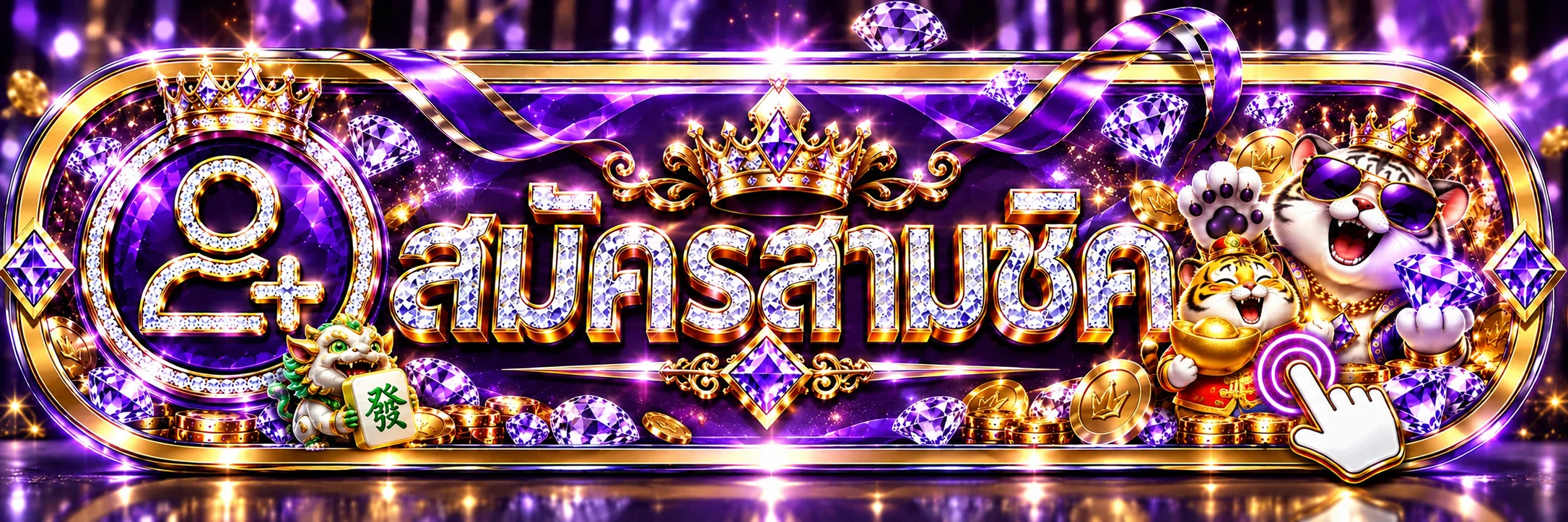 ป้ายสมัครสมาชิกและทางเข้า SNOOKBET888 โทนม่วงทอง